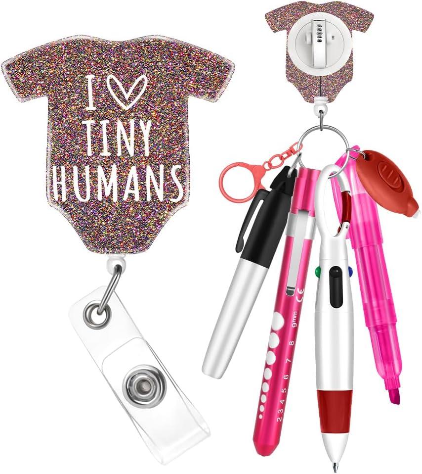 Plifal Nurse Pen Set Badge Reel Holder Accessories Clip - Retractable Mini Nursing Ball Pen Permanent Marker Highlighter Light Penlight Small Flashlight Work Student Office Hospital Moment