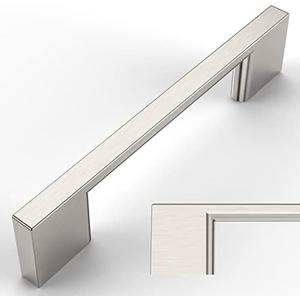 Amerdeco 5 Pack Brushed Satin Nickel Cabinet Pulls 3-3/4 Inch(96MM) Hole Centers Kitchen Cabinet Handles Cabinet Hardware Kitchen Handles for Cabinets Cupboard Handles Drawer Pulls ZH0060