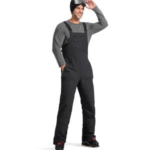 FREE SOLDIER Mens Snow Bibs Ski Pants Softshell Waterproof Insulated Warm Snow Pants Windproof Ski Bib Overalls(Black /30), S