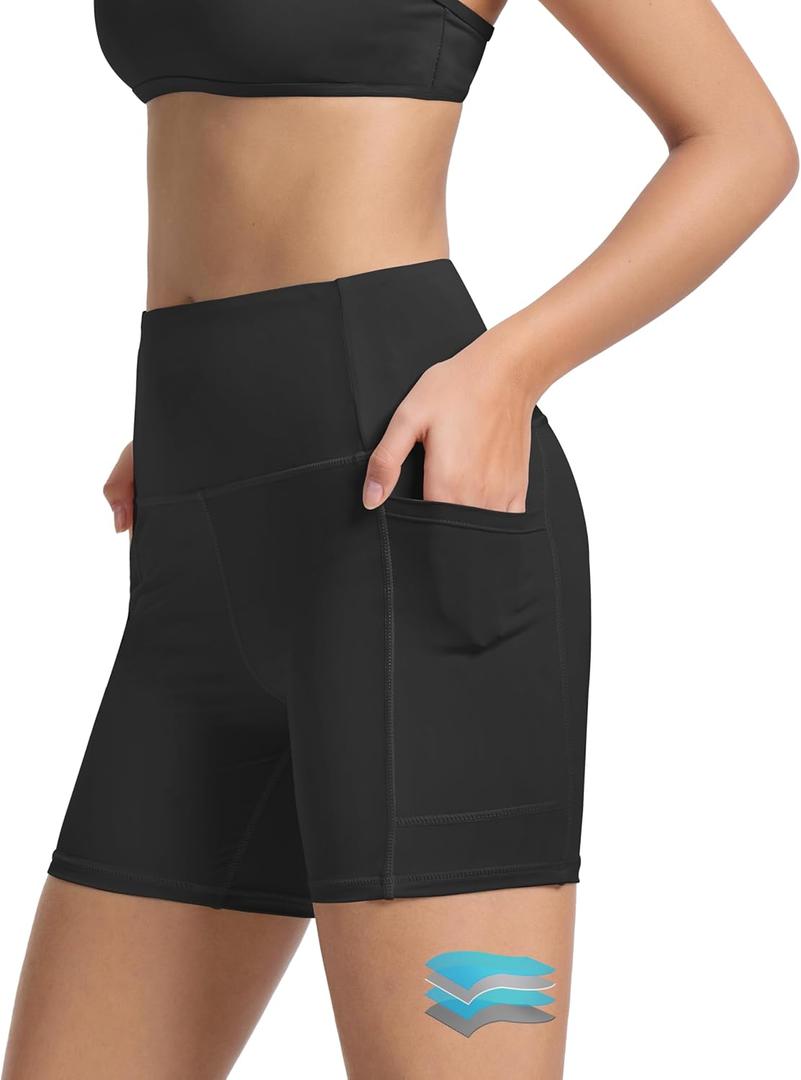 Beautikini Period Swimwear Menstrual Tummy Control Swimsuit 3.9" High Waist Leakproof Bathing Suit Bottoms for Teen Girls (XX-Small, Black)