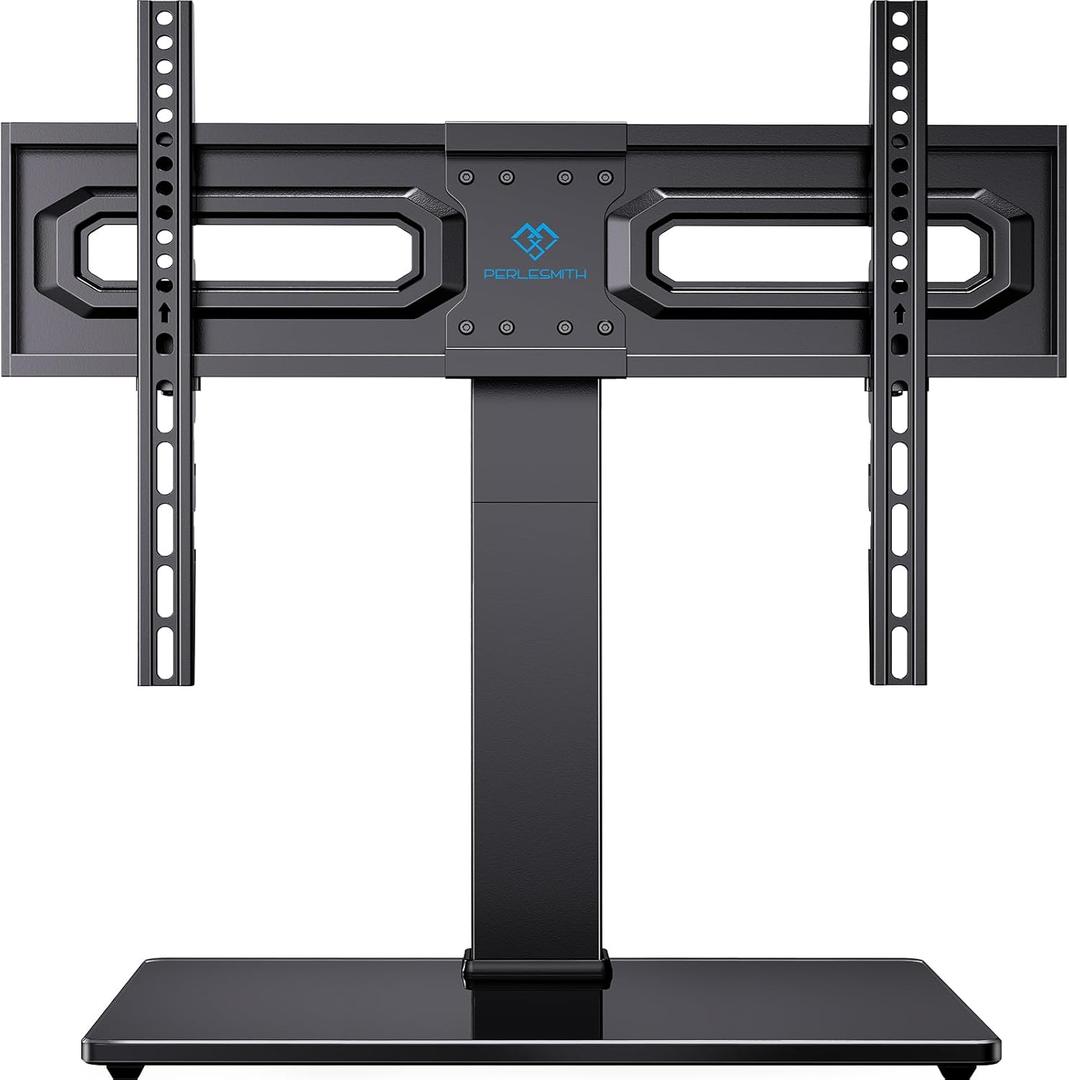 PERLESMITH Universal Swivel TV Stand Mount for 37-80 Inch LCD OLED Flat/Curved Screen TVs-Height Adjustable Table Top TV Stand/Base with Wire Management,VESA 600x400mm up to 99lbs,PSTVS35