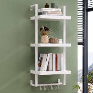FUSUNBAO Floating Shelves, Wall Shelves for Living Room, Bathroom, Kitchen, Bedroom, 3-Tier Shelves for Books/Storage/Wall Decor with 50lbs Capacity(Antique White 16inch)