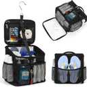 CUBETASTIC Shower Caddy Portable Mesh Shower Tote for Bathroom, Gym, Travel, Camping - Quick Dry Hanging Organizer Toiletry Bag with Handle for College Dorm Room, Men & Women (A# Black, 9.8") (Large10.6"L  7.0"W  11.4"H)