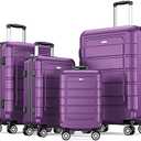 SHOWKOO Luggage Sets Expandable PC+ABS Durable Suitcase Sets Double Wheels TSA Lock 4 Piece Luggage Set Purple