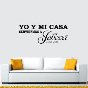 Bible Verse Wall Decals for Adults: Christian Spanish Quotes Inspirational Vinyl Art Wall Decals for Living Room - Yo Y Mi Casa Serviremos A Jehová 32" X 12.5"