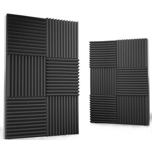 8 Pack Acoustic Panels 1 X 12 X 12 Inches Acoustic Foam - Studio Foam Wedges - High Density Panels Soundproof Wedges - Charcoal