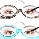 2 Pairs Makeup Reading Glasses for Women, Magnifying Flip Down Cosmetic Readers, Make Up Glasses with Spring Hinge (Blue & Demi)