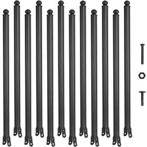 12 Pack 1-3/8'' Chain Link Fence Extension, 30'' Fence Extension Height, Galvanized Post Extender for Dogs and Privacy (Black)