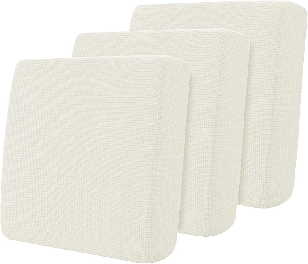 Hokway Stretch Couch Cushion Slipcovers Reversible Cushion Replacement Slipcovers Sofa Cushion Covers(Cream White, 3)