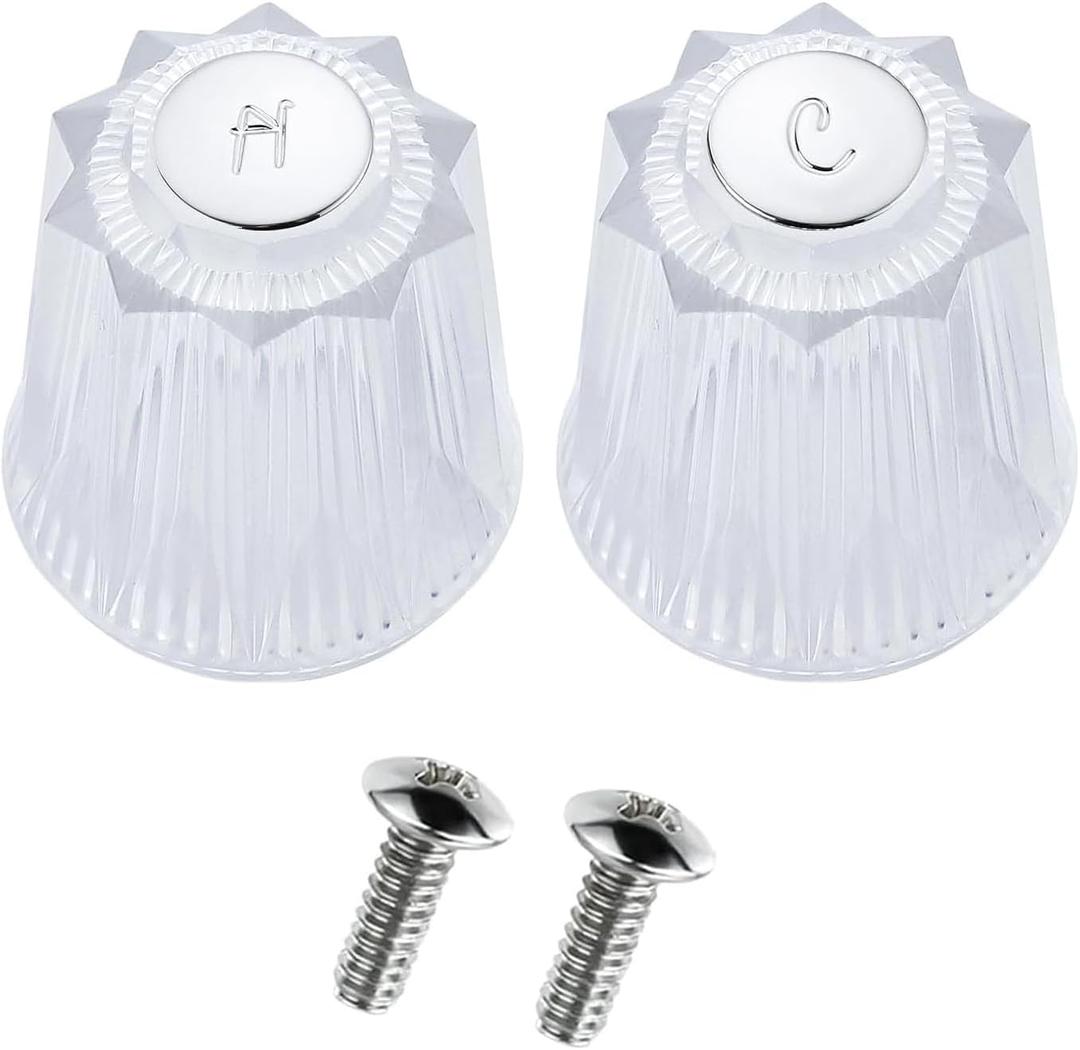 Shower Knob Replacement Compatible with Price Pfister Contessa & Windsor Tub and Shower Faucet Shower Knobs, Shower Knobs 2 Piece Replacement for Pfister Shower Handle Replacement (Clear Acrylic)
