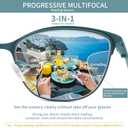 Progressive Multifocal Reading Glasses Women Cat Eye No Line Multifocus Transition Blue Light Reader Lady Metal Frame, Black & Green, 1.75 Diopters