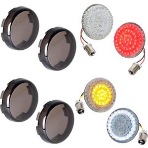 NTHREEAUTO 1157 LED Front Turn Signals, 1156 Rear Turn Signal Light 2Inch Bullet Bulbs with Smoked Lens Cover Compatible with Harley Sportster Softail Dyna Road King Street Glide Iron 883 Touring