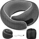 4litamz Travel Neck Pillows, 100% Memory Foam Filling, Travel Pillows for Airplanes, Compact and Ergonomic Design, Best for Sleeping Plane Train Travel Essentials (Light Black)