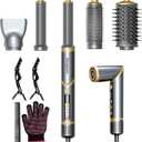 Easywave 5 in 1 Multi Hair Styler Dryer Brush: 110,000 RPM High-Speed, Flexible Air Styling & Drying System, Professional Negative Ionic Hot Air Brush Set for Fast Drying, Curling Volumizing (Gray)