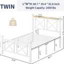 DynJest Twin White Bed Frame with Headboard and Footboard, Storage Shelf with LED Lights and Charging Station, Strong Metal Slats Support, No Box Spring Needed, Under Bed Storage, Easy Assembly
