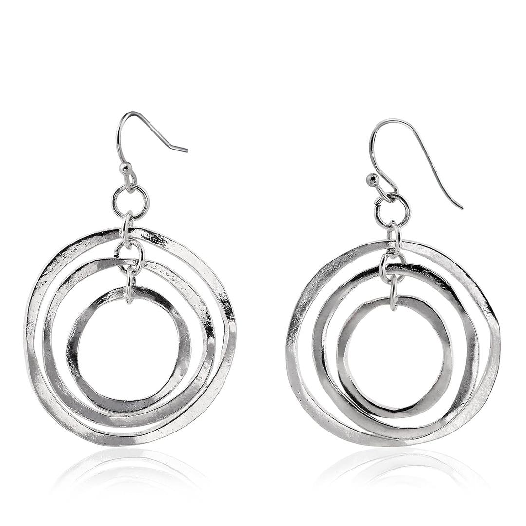 Silver Circle Earrings Sterling Silver Earrings for Women Bohemian Earrings Hypoallergenic Irregular Dangle Earrings Boho Earrings for Women