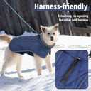 Fragralley Dog Coat Medium, Waterproof Dog Jacket with Warm Fleece Lining, Adjustable Reflective Dogs Winter Coat, Turtleneck Pet Coats for Cold Weather (Blue M)