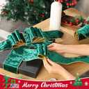 Riceshoot Christmas 2.5 Inch Velvet Ribbon 10 Yards Dark Green Wide Wired Velvet Ribbon with Gold Edge for Wrapping Bow Gift Box DIY