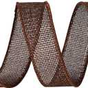 Brown Burlap Wired Ribbon, Ribbon with Wire Edge for Father's Day Decor, Gift Wrapping, Bows, Outdoors Wreath. 1 Inch x 20 Yards/Roll