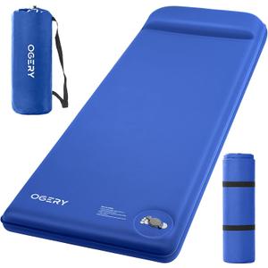 OGERY Self-Inflating Sleeping Pad with Built-in Foot Pump, 3" Memory Foam Camping Mattress for Side Sleepers, Quiet & Insulated Sleeping Mat Camping Essential Gear for Car Tent Camping