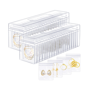 Kenning 42 Pcs Acrylic Jewelry Case Organizer, Clear Jewelry Organizers Holder with Portable Anti Tarnish Storage Bags for Rings, Earrings, Necklaces, Ideal Gifts for Women (Clear)