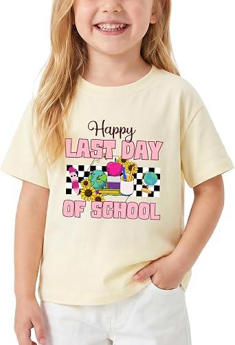 Toddler Last Day of School T-Shirt Kids Happy Last Day of School Shirt Funny Short Sleeve Tee Boys Girls Cotton 4-5T, Funny Last Day of School