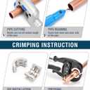 Hydraulic Copper pipe Crimping tool with 1/2 inch,3/4 inch and 1 inch Jaw Copper Pipe Propress Crimpers Pressing Pliers,Copper Tube Fittings pipe Crimpers for Narrow Space and Tee Fittings