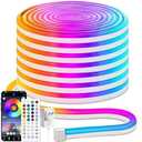 iNextStation 49.2FT RGB Neon LED Strip Lights, 24V Waterproof Silicone Rope Light, Music Sync, Color Changing, App & Remote Control, for Bedroom, Outdoor, Wall, Ceiling Decor