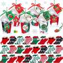 Capoda 24 Pairs Christmas Fuzzy Socks for Women Xmas Holiday Gifts Set Bulk 24 Pack Warm Fluffy Coral Fleece Sock Women Girl(Santa)