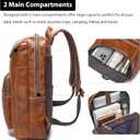 LANNSYNE Vegetable Tanned Leather Backpack For Men, 17" Laptop Backpack, Casual Outdoor Business Travel Rucksack, YKK Zippers