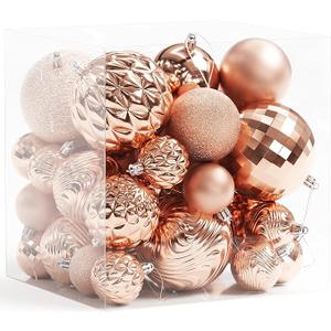 Annecy Christmas Tree Ornaments - 36 PCS Shatterproof Christmas Ball Ornaments Set for Holiday, Wreath & Party Decorations (Multi-Size, Rose Gold)