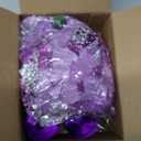 RECUTMS Christmas Glitter Tree Ornaments Christmas Snowflake Flower Poinsettias Xmas Purple Glitter Artificial Flowers with Ribbon for Wreath Xmas Tree Ornament Wedding Party Decor(Purple)