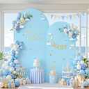 Baby Blue Arch Backdrop Cover Set of 2 Wedding Arch Covers 5FTx2FT, 1.5 FTx4FT Stretchy Backdrop Decorations Baby Shower Bridal Shower Photo Birthday Party Light Blue Arch Stand Cover