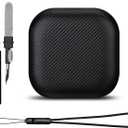 LOPIE Carbon Fiber Texture Case for SHOKZ OpenFit Open Earbuds with Cleaner Kit, Vegan Leather Case Cover for Open Fit Charging Case (2023) - Protective Hard Shell with Keychain & Lanyard - Black