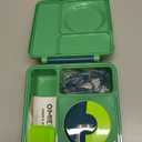 OmieBox Bento Box for Kids - Insulated Bento Lunch Box with Leak Proof Thermos Food Jar - 3 Compartments, Two Temperature Zones - (Meadow) (8.5 Ounces)