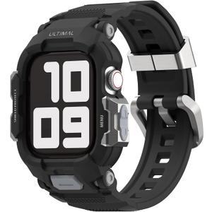 ULTIMAL Sport Case Band Compatible with Apple Watch SE 3/2/1 & Series 11 10 9 8 7 6 5 4 42mm 41mm 40mm, Full Protective Shockproof & Scratch Resistant Rugged Bumper for Women Men(Black)