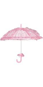 Solnique Mini White/Pink Lace Parasol with Floral Gloves, Vintage Lace Umbrella for Wedding Decor, Tea Party & Photography Props