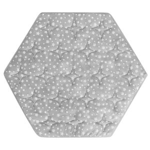 Hexagon Playpen Mat Compatible with POP 'N GO Baby Playpen, 59 Inch Hexagon Playpen Mattress Pad, Non Slip and Padded Play Mat Grey with Star Print