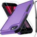 RMOCR Case for iPhone 8/7/SE 2022 2020, with Screen Protector,Military Grade Heavy Duty Shockproof Phone Cover with Wrist Lanyard Strap for iPhone 8/7/SE 2nd 3rd 4.7 inch,Lavender