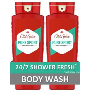 Old Spice Refreshing Body Wash for Men, High Endurance, 3X Defense, 24/7 Shower Fresh with Long Lasting Scent, Pure Sport Scent, 24 oz (Pack of 2)