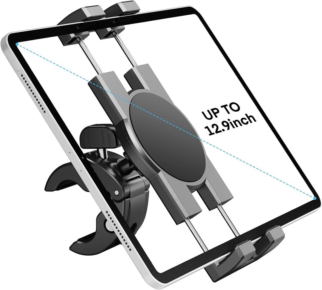 KDD Spin Bike Tablet Holder Mount, Phone iPad Holder Stand Exercise Bike Handlebar Mount for Stationary Bicycle, Treadmill, Microphone Stand, Fit for iPad Pro 12.9, Galaxy Tabs, iPhone(4.7-13)