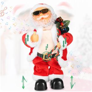 SdeNow Animated Santa Claus Singing Dancing Stuffed Christmas Toys Shaking Belly Christmas Musical Stuffed Animals Plush Electric Santa Dolls for Kids