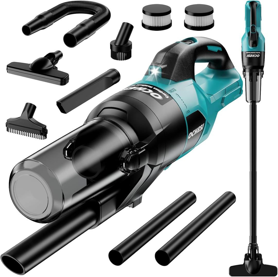 Cordless Vacuum Cleaner for Makita 18V Battery, 6 in 1 Handheld Electric Vacuum Cleaner with HEPA Filter and LED Light, 46 CFM Portable Hand Vacuum for Floor, Carpet, Car (Battery Not Included)