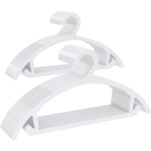 ABHENG 50 Pack Clothes Hangers, Non Slip Heavy Duty Plastic Hangers, Space Saving All-in-One Garment Hangers for Dresses Suits Jeans Knits, Hold Up to 11 LB Dry & Wet, 16.4" x 8.3", White, UAPY0850W