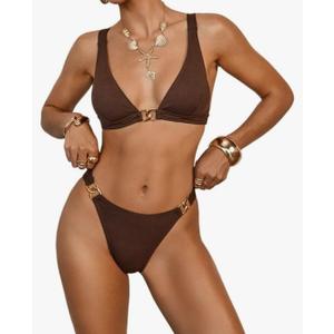 Women Swimsuit Women Bikini Top and Bottom Swimming Suit Summer Sexy Two Piece S Brown