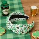 St Patricks Day Headband with Pearl, Shamrock Green Headbands for Women Irish Lucky Clover Hair St Patricks Day Accessories Fit Saint Patricks Day Party