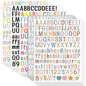 4680 Letter Stickers 30 Sheets Alphabet Stickers 0.5in Vinyl Self-Adhesive Number Alphabet Stickers, Mailbox Numbers Labels DIY Crafts Art Making, Decals for Sign, Notebook (A4, Multiple Colors)