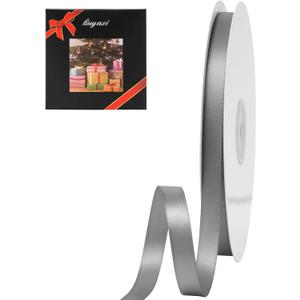 LIUYAXI Silver Double Faced Satin Ribbon, 3/8" X Continuous 100 Yards, Ribbons Perfect for Gift Wrapping Bows Bouquet Wedding Decor DIY Craft and More