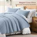 WDCOZY King Size Quilt Bedding Sets with 2 Pillow Shams, Lightweight Soft Bedspread Coverlet, Quilted Blanket Thin Comforter Bed Cover for All Season, 3 Pieces, 104x90 inches, Blue