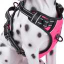 PoyPet No Pull Dog Harness, Reflective Comfortable Vest Harness with Front & Back 2 Leash Attachments and Easy Control Handle Adjustable Soft Padded Pet Vest for Small to Large Dogs (Pink,L)